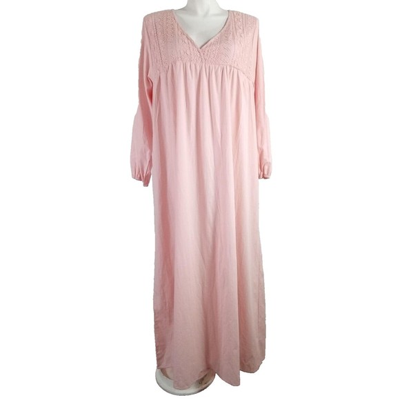 NWT Celmia Collection 5X Dress Pink Cotton Shift Lace Long Sleeve Maxi Pullover - Picture 1 of 6